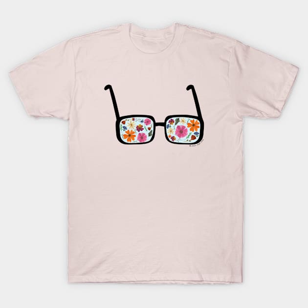 Pressed flowers reading glasses T-Shirt by SanMade